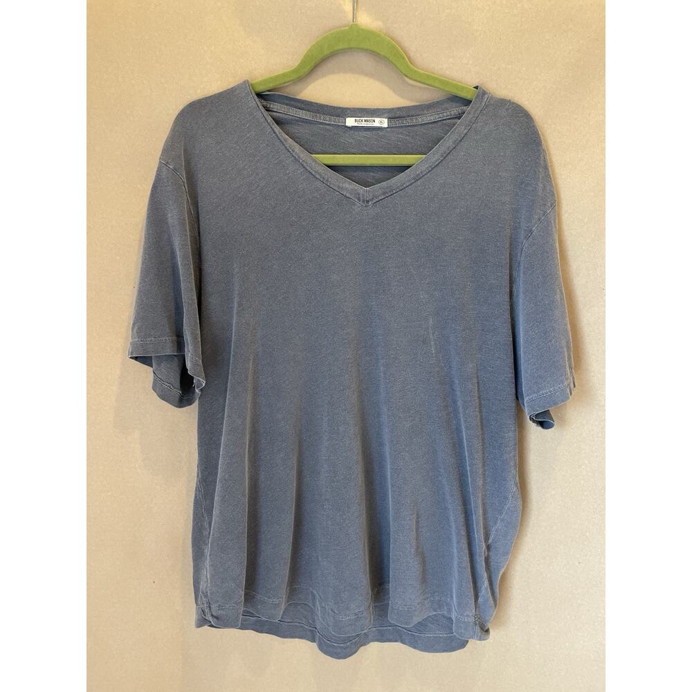 Buck Mason Shirt Mens Gray Grey Slub Tee V Neck Short Sleeve 100% Cotton Sz XL